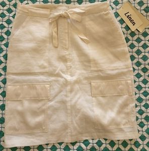 NWT -Allison Taylor White Linen Summer Skirt / Size 8